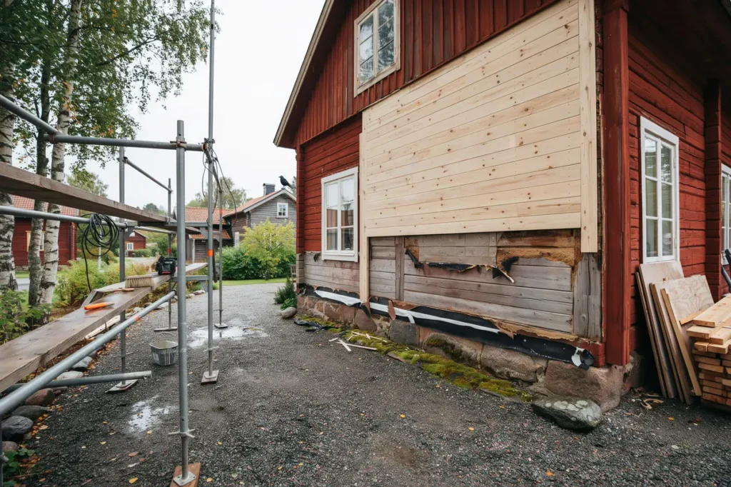 fasadrenovering p tr hus n r det r dags att byta panel tg rda r tskador och m la om