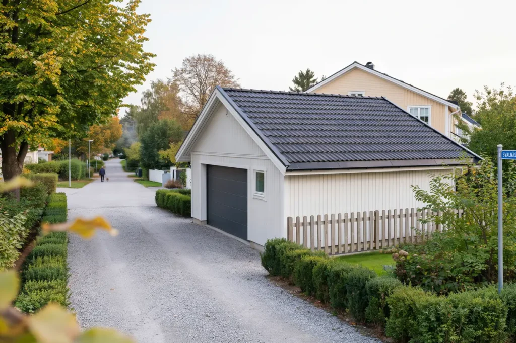 takl ggning av papptak p garage i svaln s djursholm